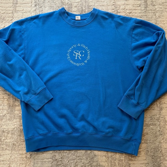 Sporty & Rich SRHWC Blue Cotton Crewneck Oversized Cozy Sweatshirt XL - Picture 2 of 8